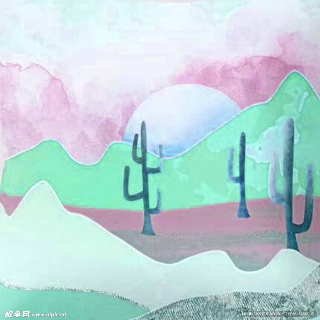 手绘水彩风景