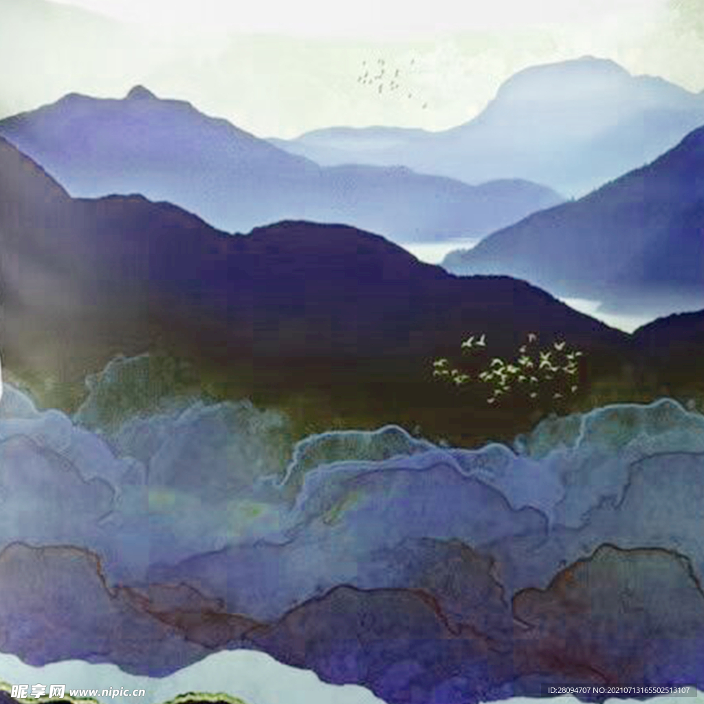 手绘水彩风景