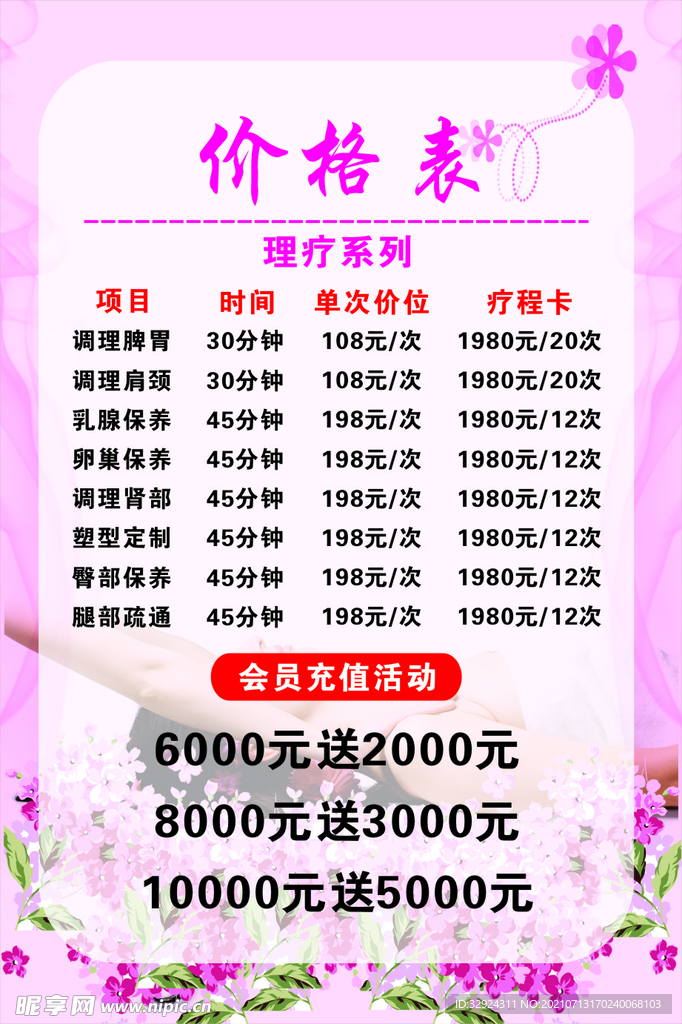 价格表