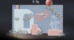 蓝粉色婚礼迎宾区效果图