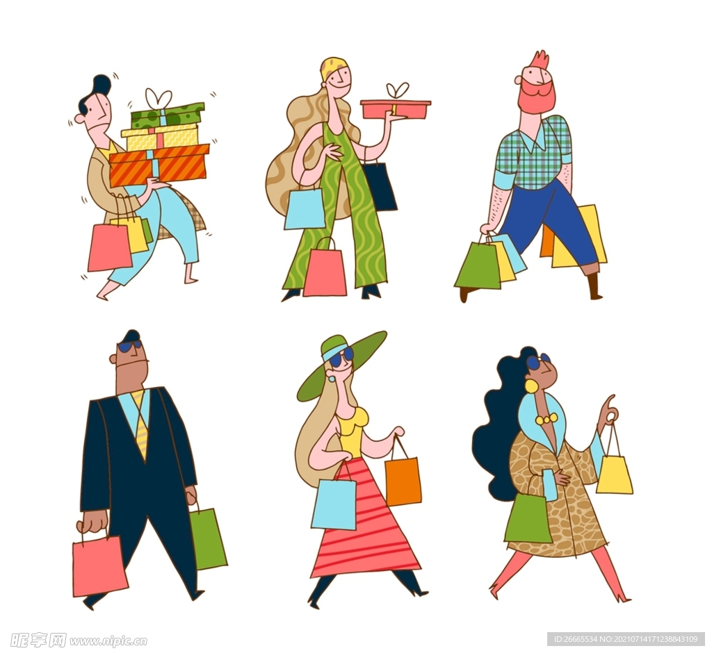 提满购物袋的人物