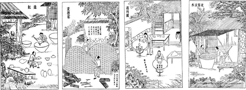 古代花纹图案酿酒工艺平面图