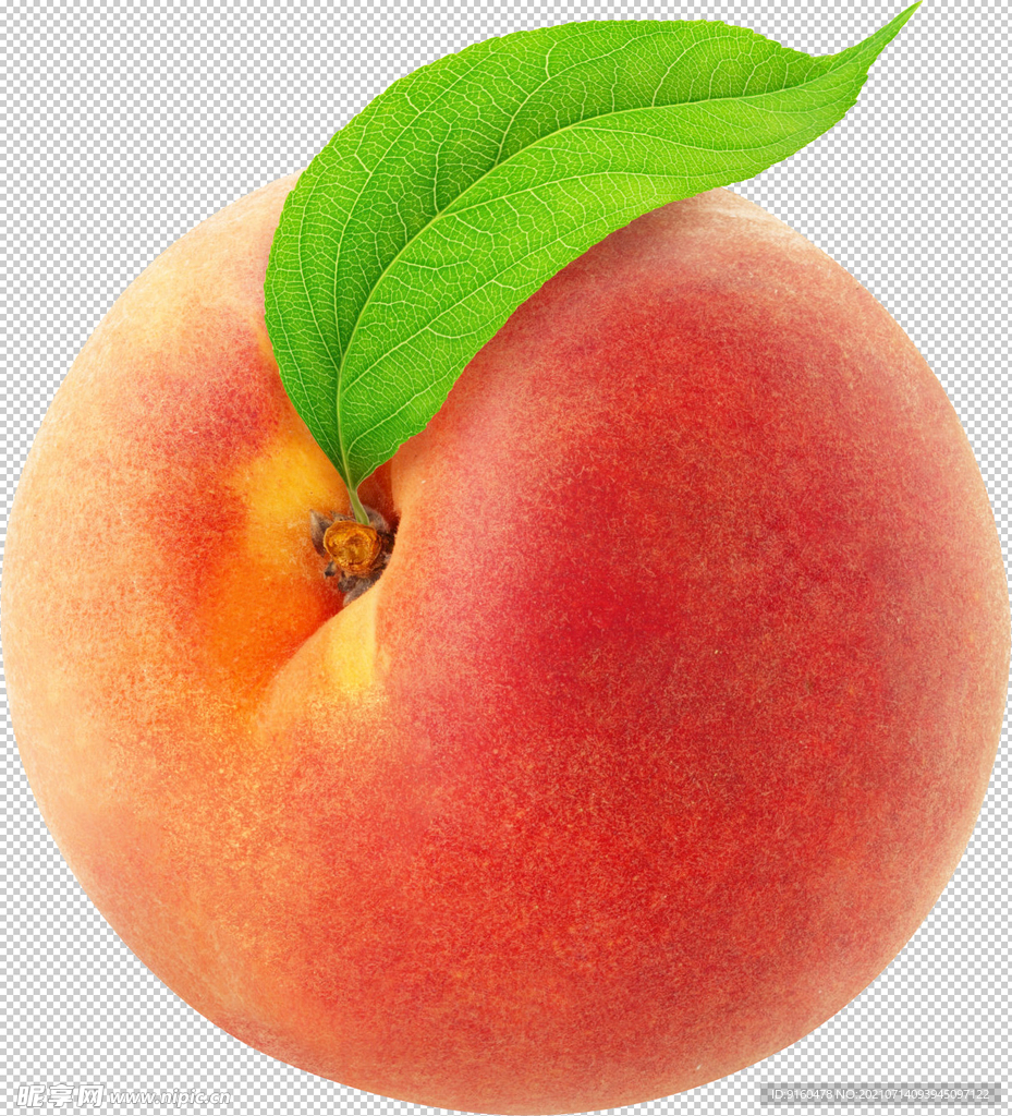 桃子绿叶素材