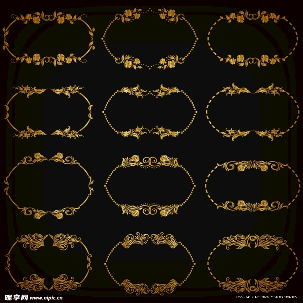 金色花纹边框