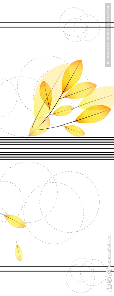 金色叶子直线条纹移门图