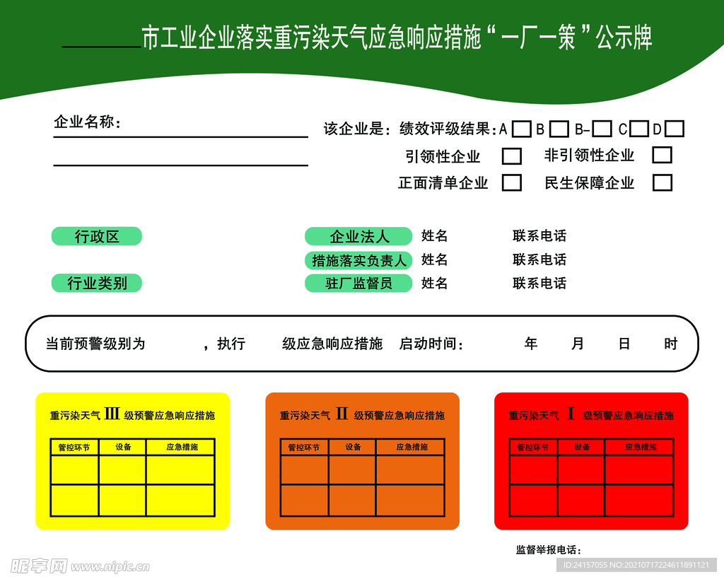 重度污染公示牌