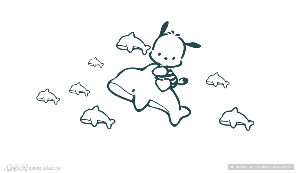 卡通海豚小狗