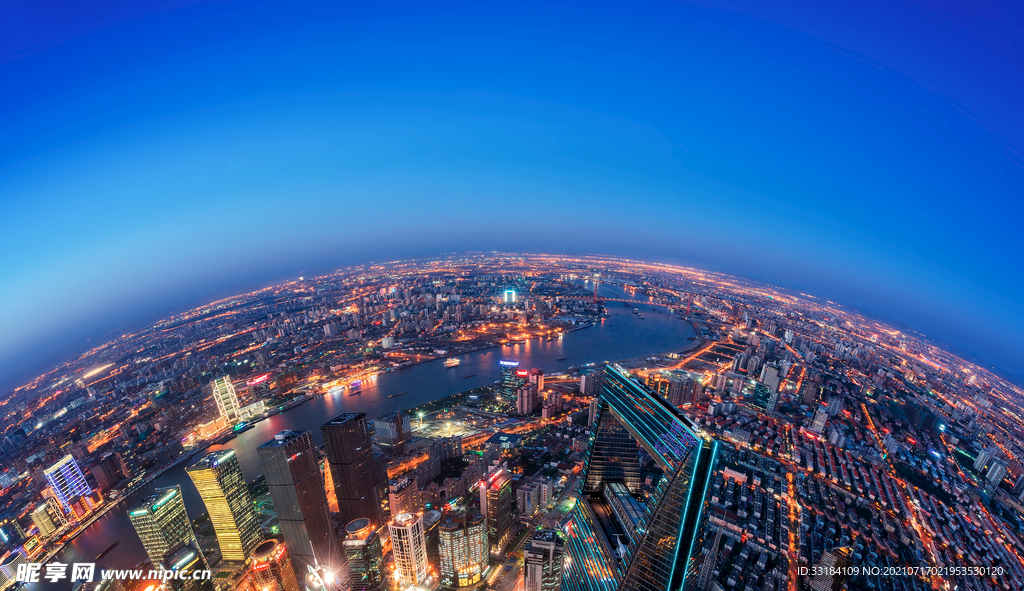 繁华璀璨城市夜景 广角 