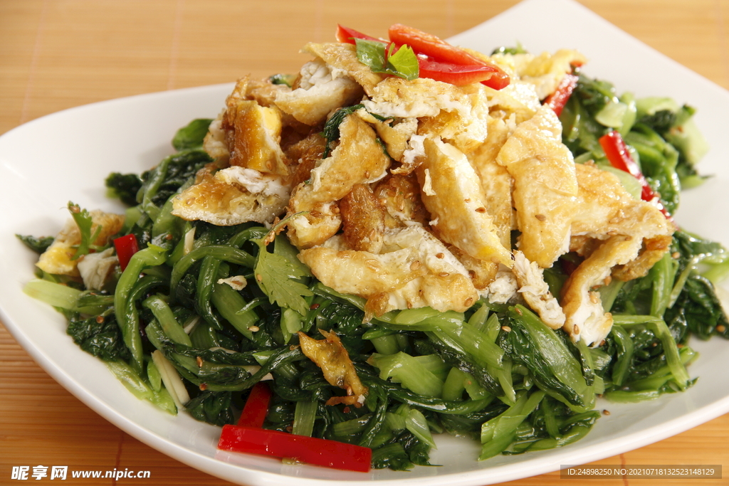 小白菜炝鸡蛋