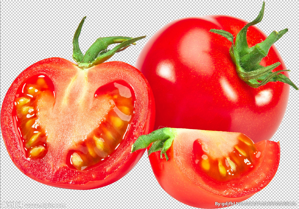 切开番茄西红柿抠图透明底素材