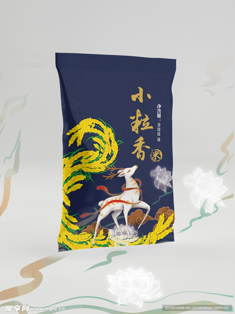 国潮敦煌大米试用装小袋包装平面