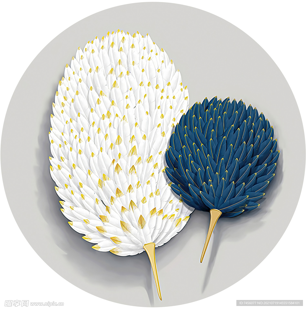 唯美羽毛花卉时尚艺术装饰画