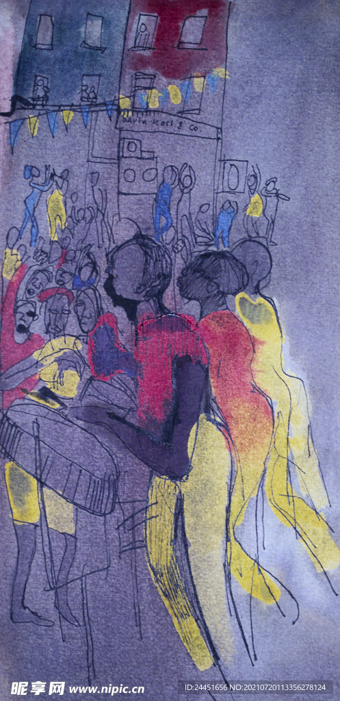 抽象水粉画