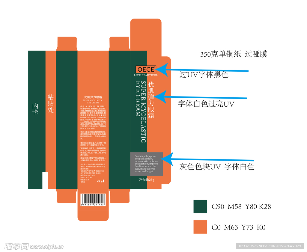 OECE眼霜盒子 展开图