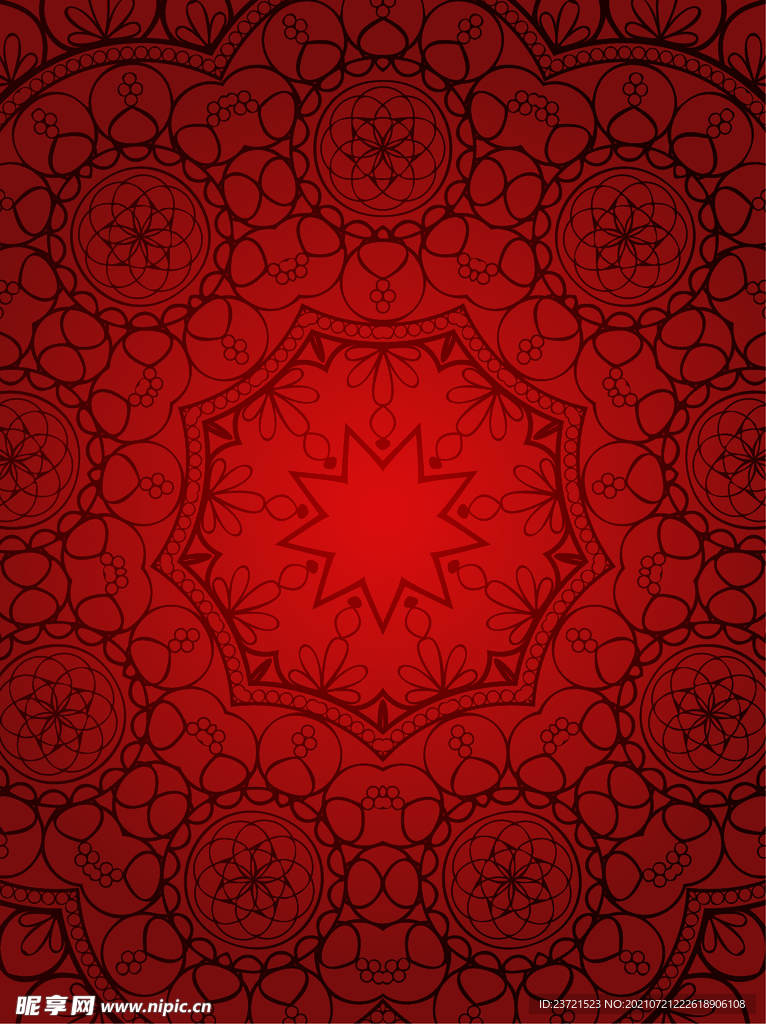 红色中国传统平铺图案