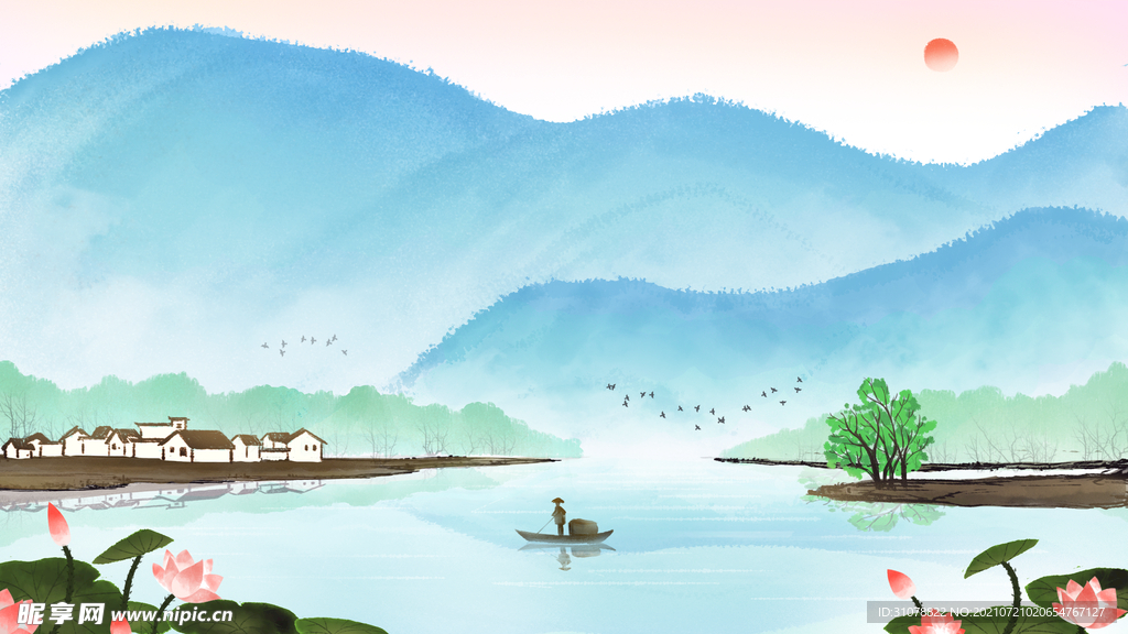 水墨古风风景绘画