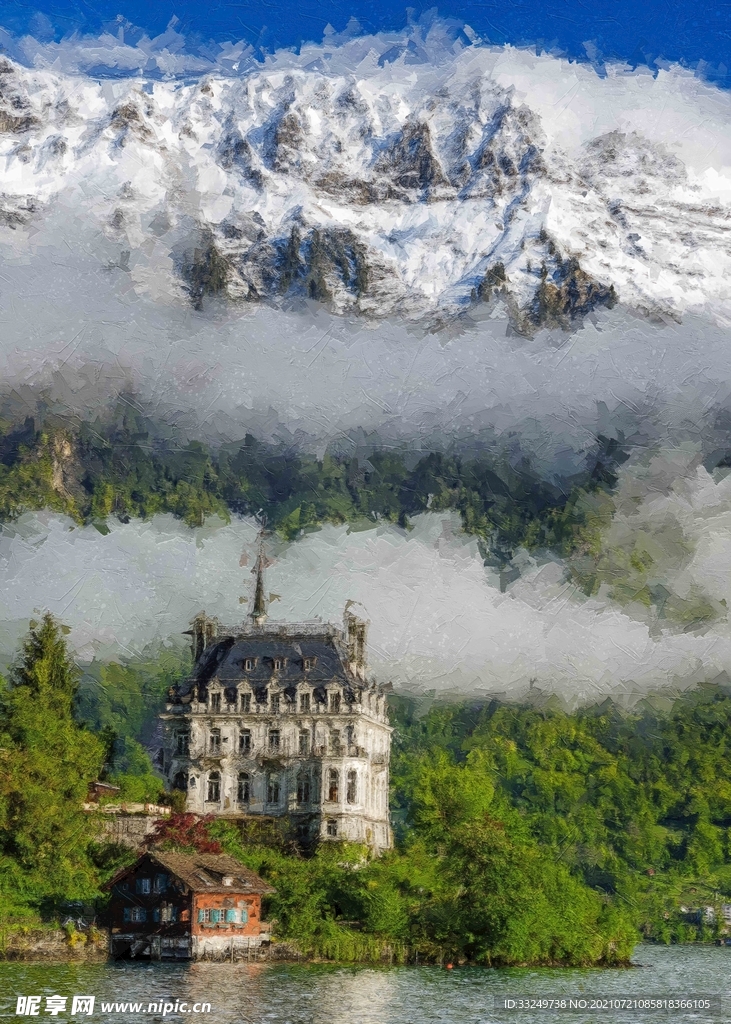 5070电子油画装饰画北欧风景