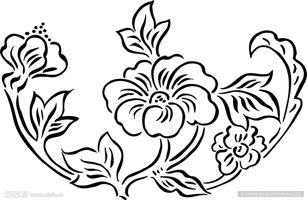 黑白手绘植物    