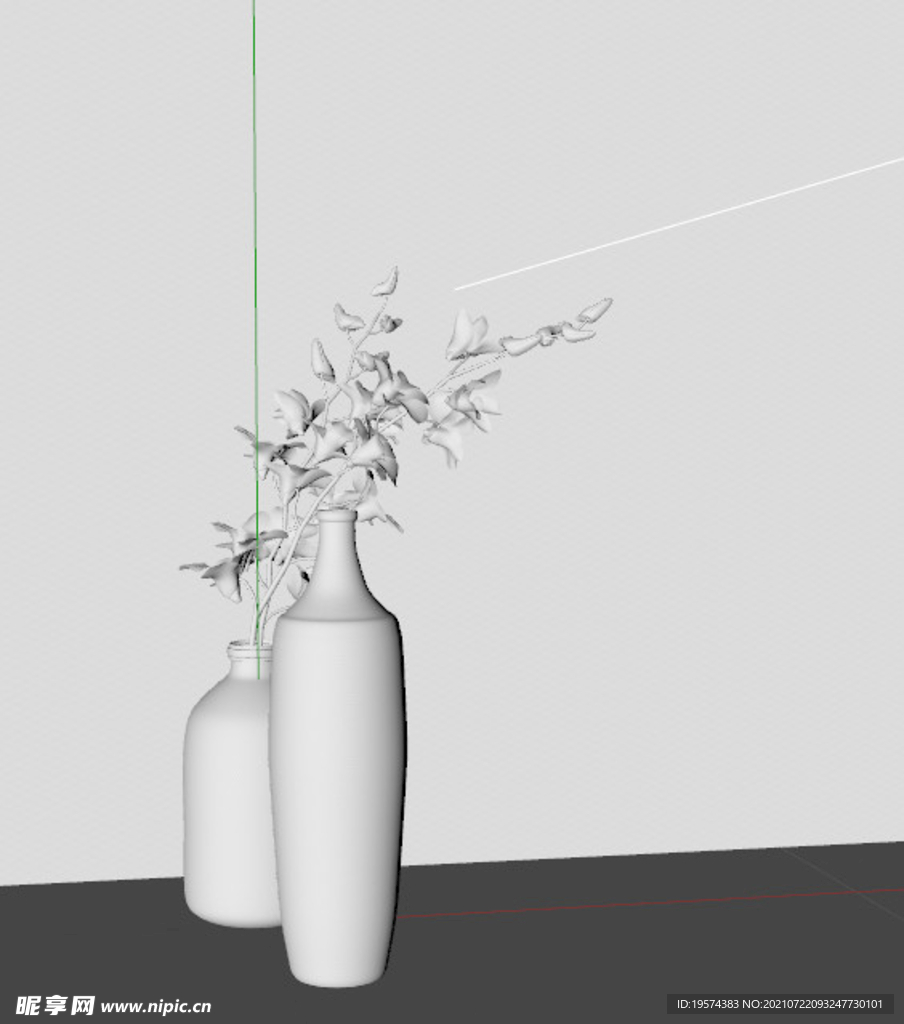 C4D模型花瓶插画装饰摆件