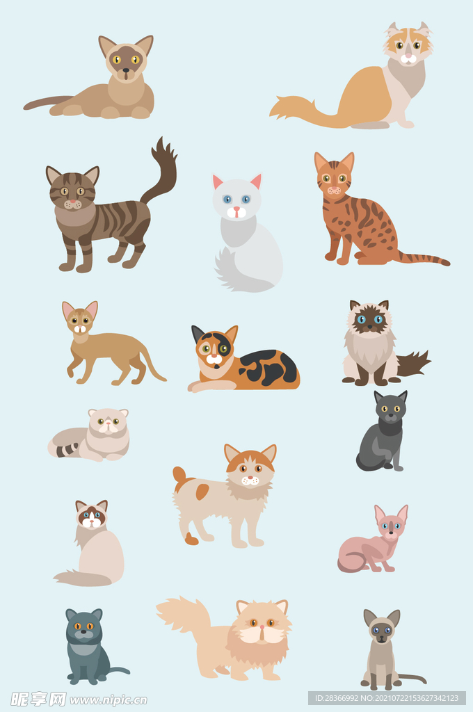 AI矢量手绘猫小猫