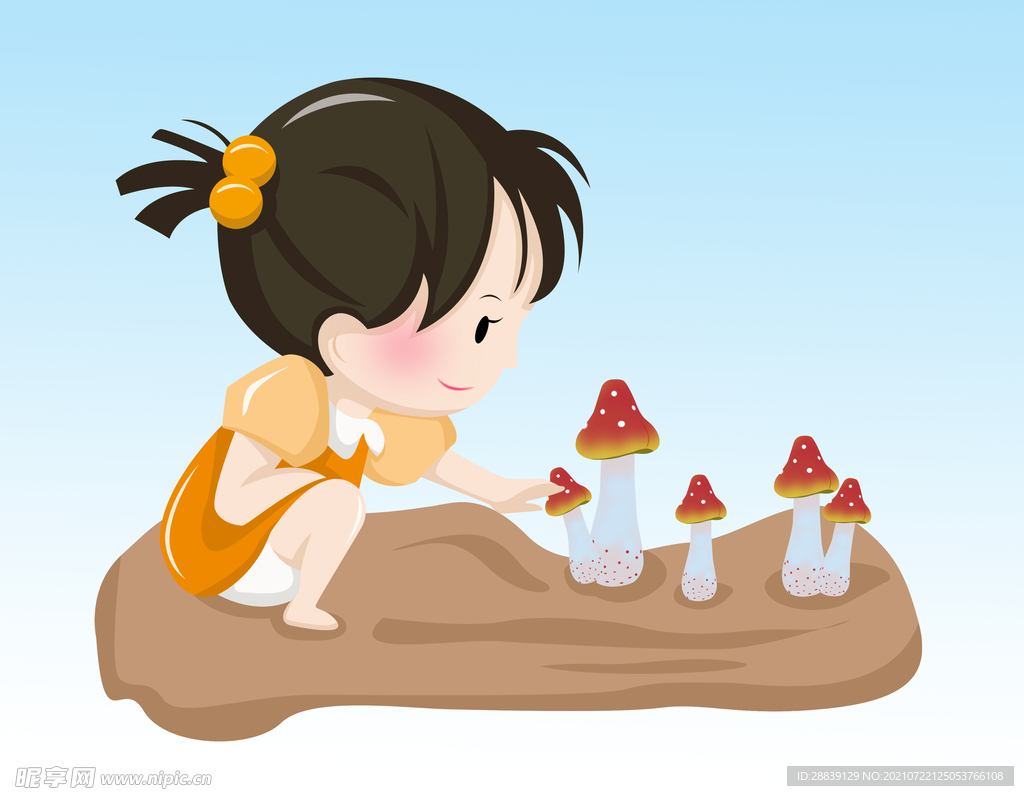  采蘑菇的小女孩