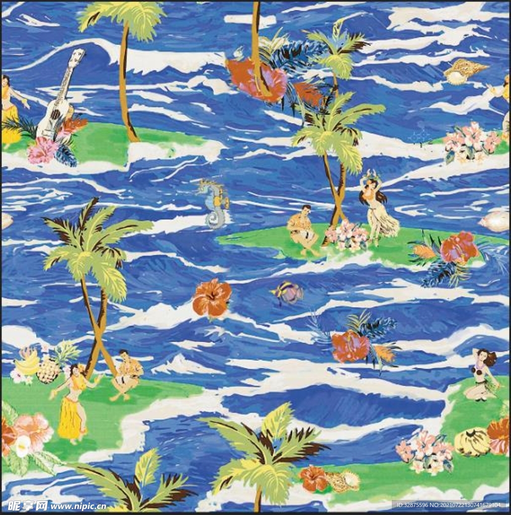 海浪 热带树 音乐