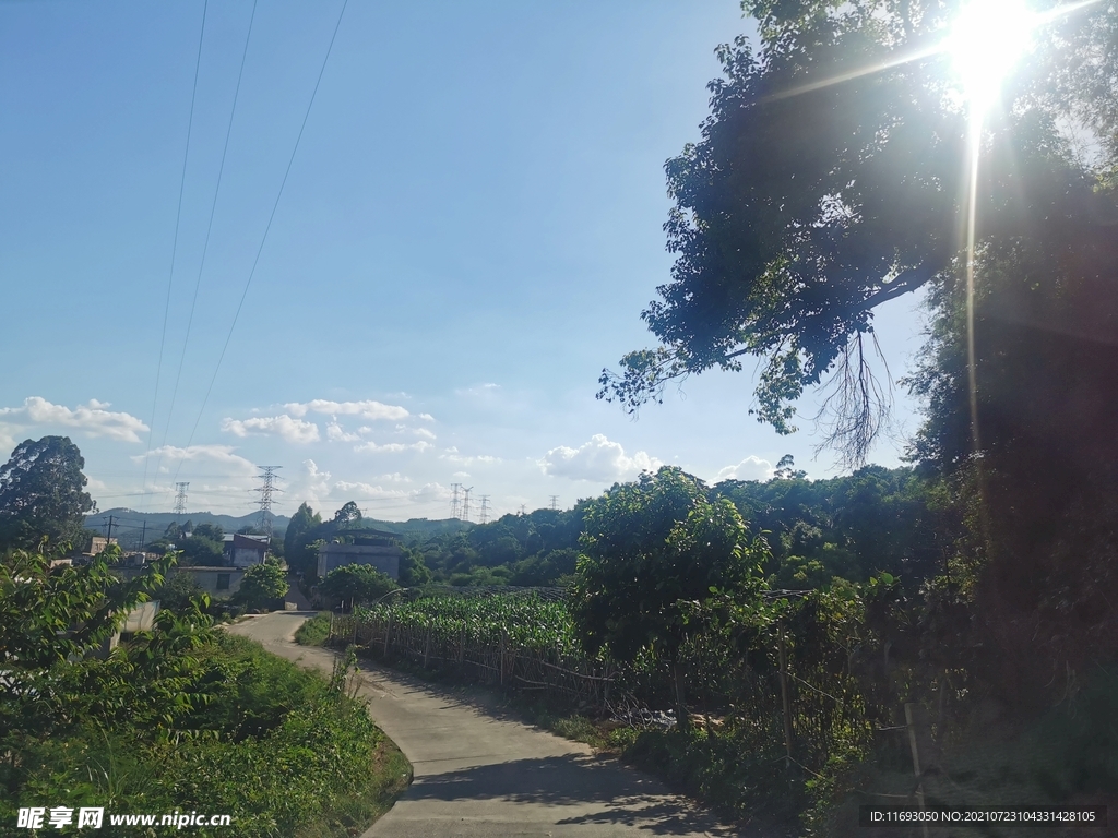 蓝天 白云 街道 车道 乡村