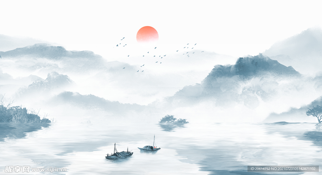 中国风山水画美景