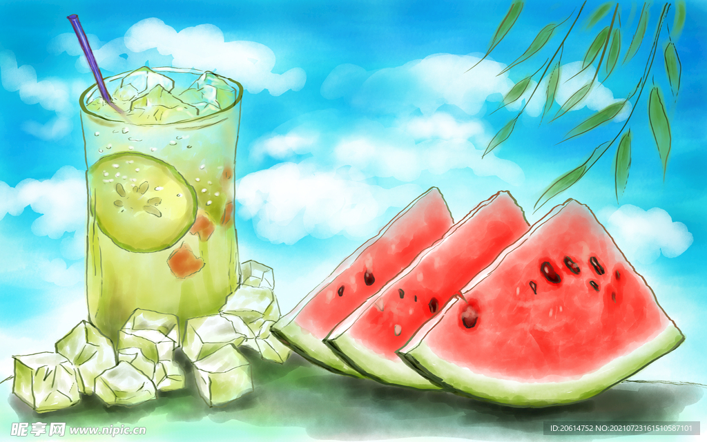 夏日解暑美味西瓜柠檬汁