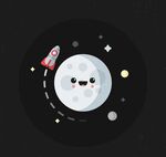 可爱月球和火箭
