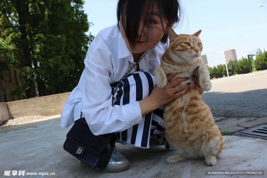 女孩和猫