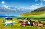 草原风景蒙古草原牧场