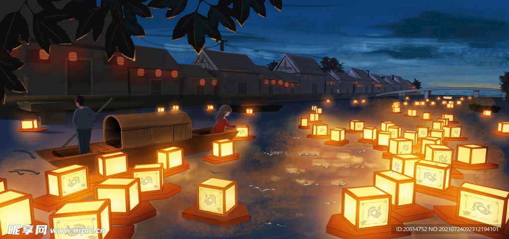 夜色下漂流的灯光