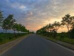 日暮下的乡村道路风景