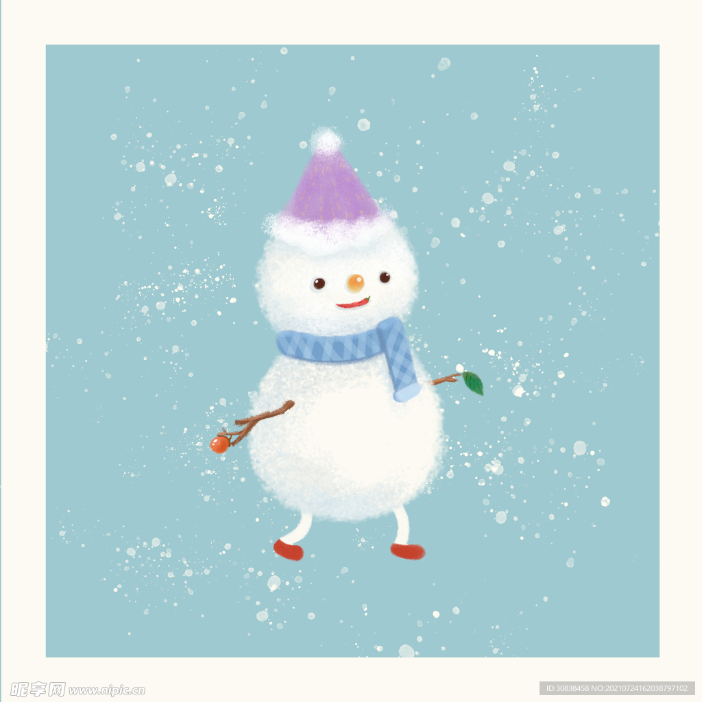 冬天雪人插画