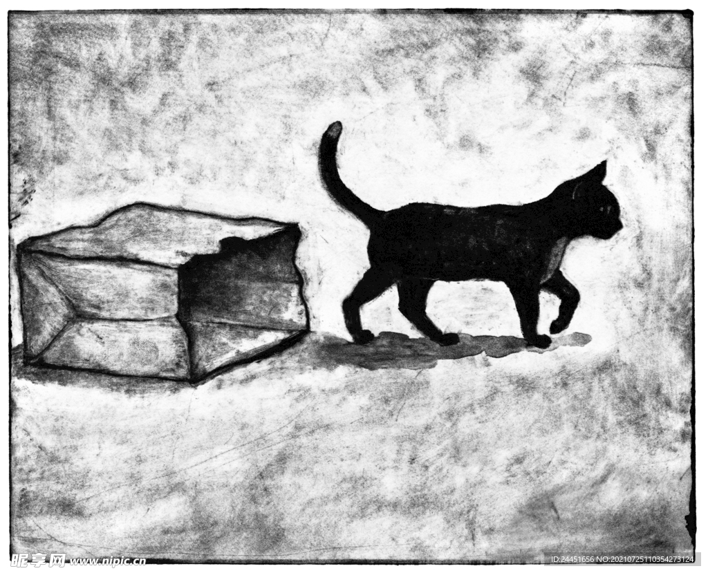 纸袋和黑猫