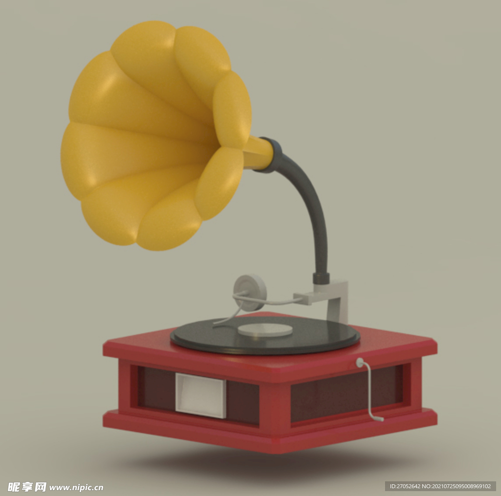 喇叭唱片机3D模型