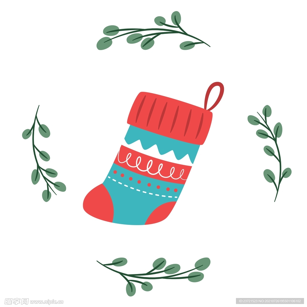 圣诞节圣诞老人袜子装饰图案