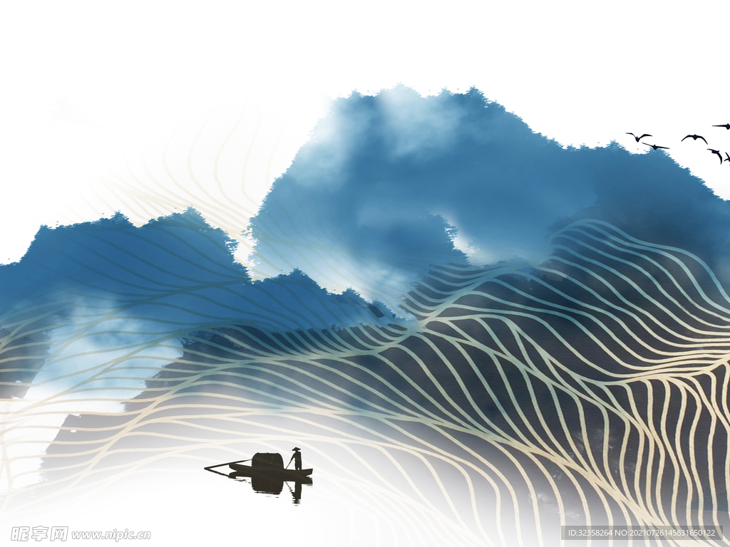线条山水画