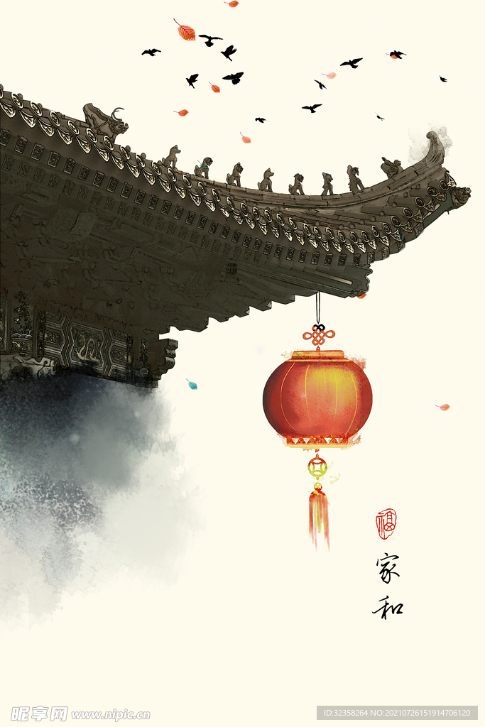 民俗建筑装饰画