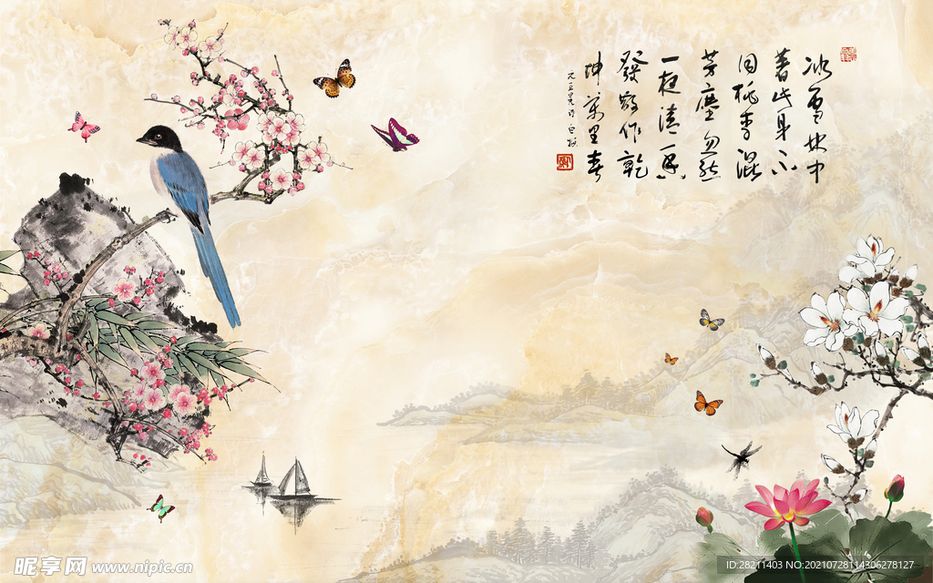 装饰画 花鸟画 新中式 山水 