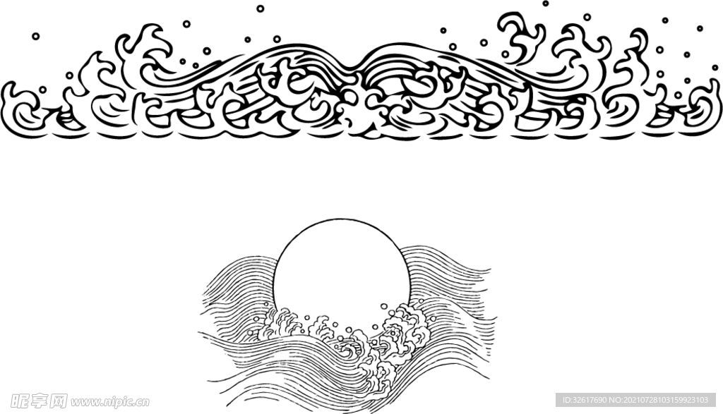 中式古典海浪波纹素材