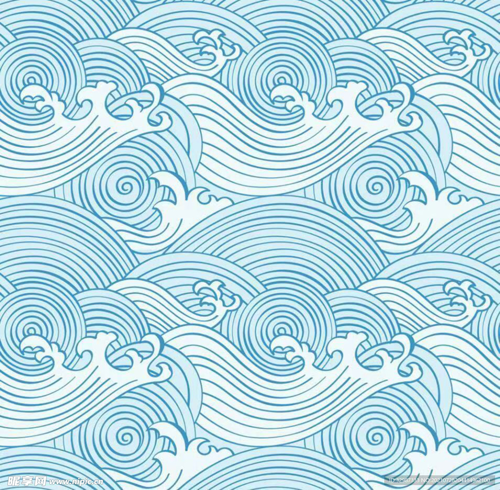新中式海浪波浪壁纸贴图下载【ID:1110611591】_【知末网贴图库】