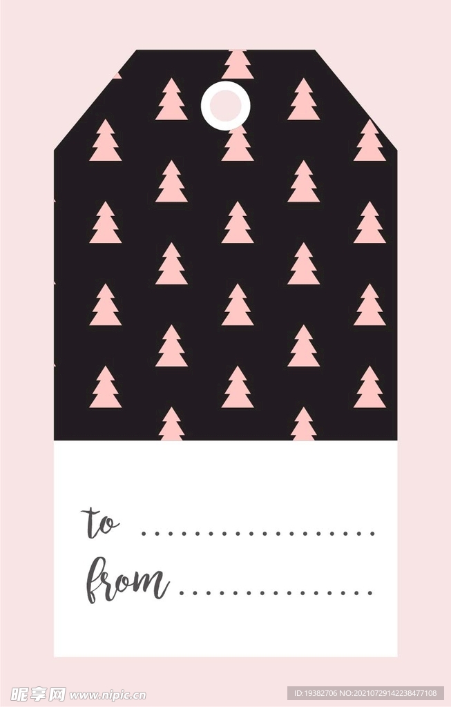 粉色背景卡通标签节日卡片