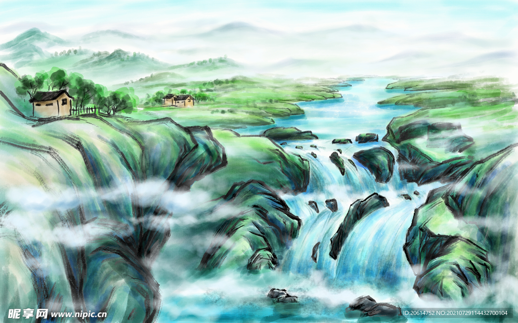 美丽的瀑布风景