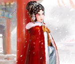 赏雪的女子
