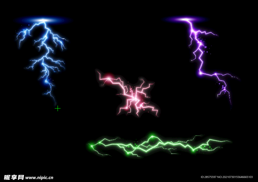 免抠图  彩色  闪电  素材