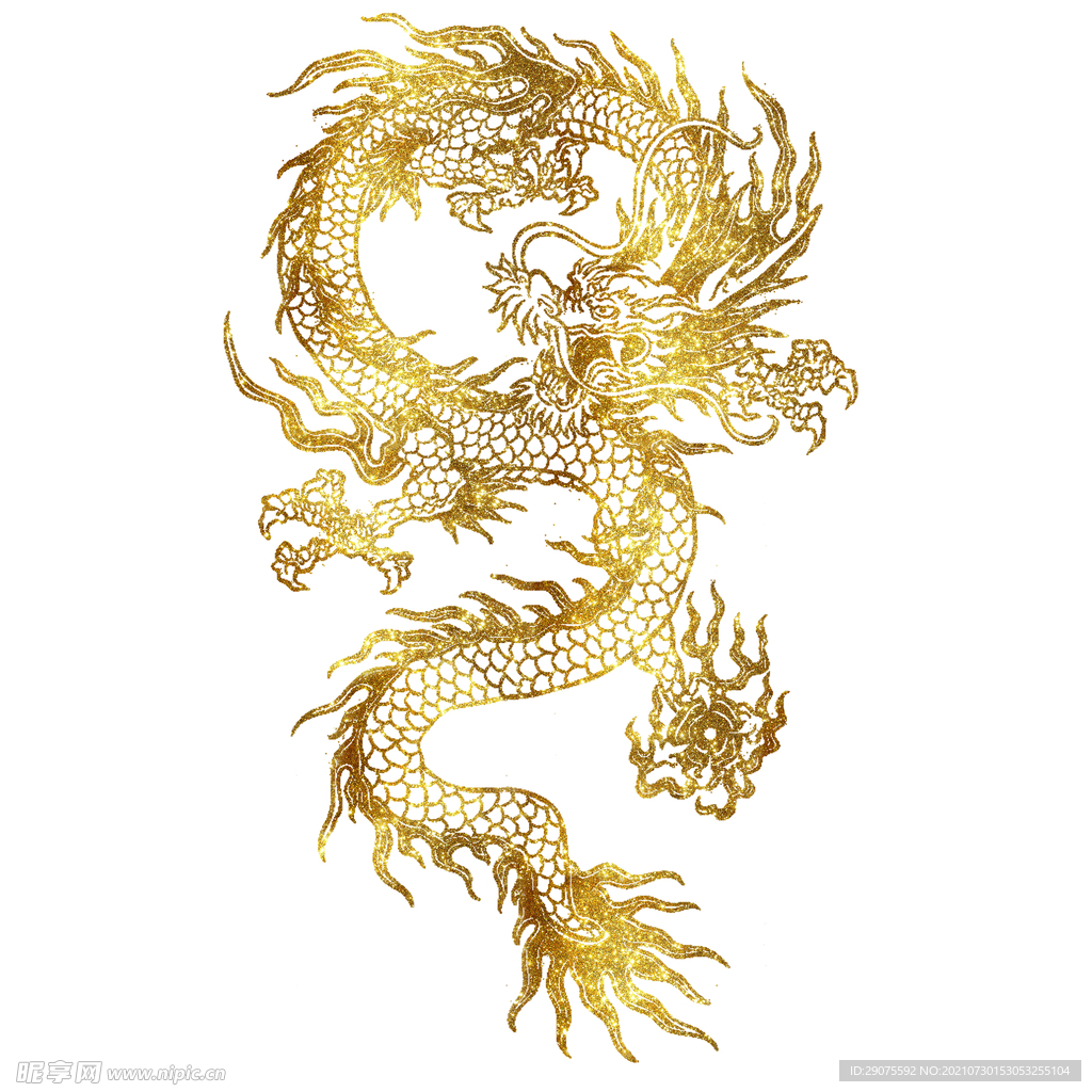 中国传统神话金龙PNG素材