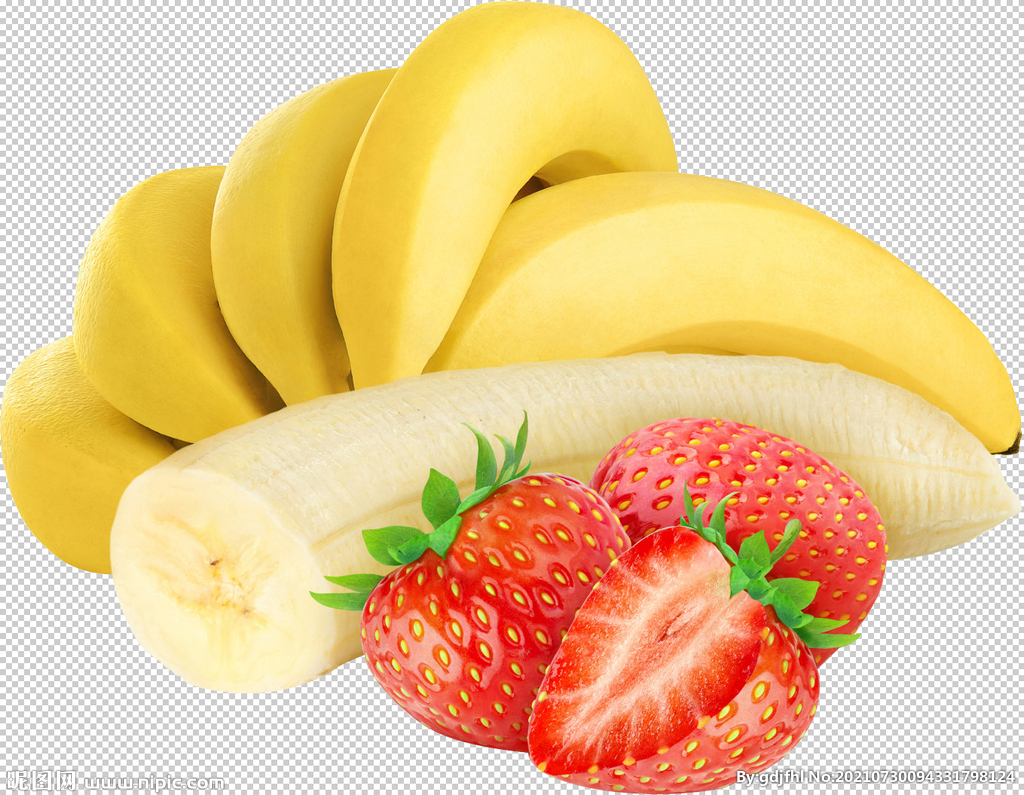 香蕉草莓抠图透明底