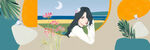 卡通美女唯美室内装饰画挂画